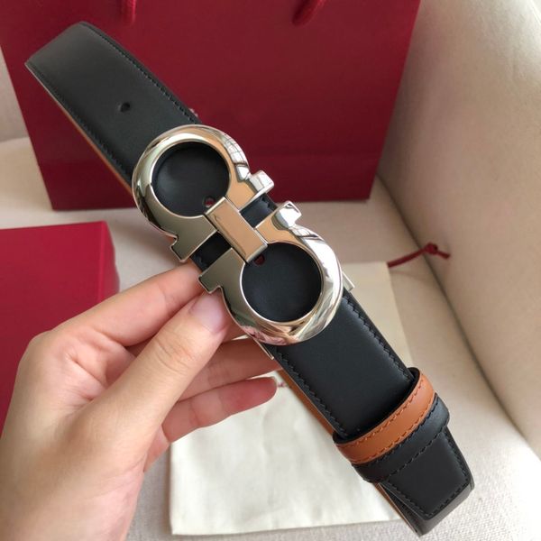 

male and female designers belt with vacuum plating bright surface rotation pure copper sided available leather fashion classic with box, Black;brown