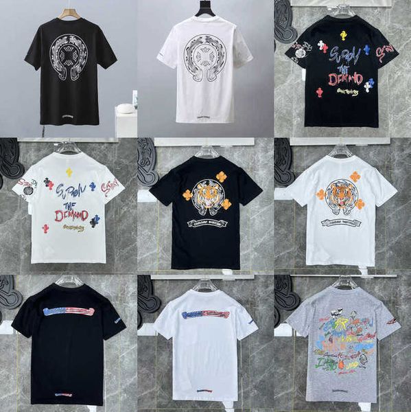 

luxury men's fashion brand t shirt tees men women sanskrit letter couple t-shirt sweatshirt horseshoe flower short sleeve polos cross, White;black