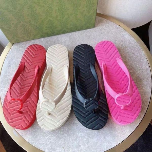 

with box latest woman chevron pattern thong sandal slippers luxury brand pattern metal button comfortable solid rubber sandals flats colo ma, Black