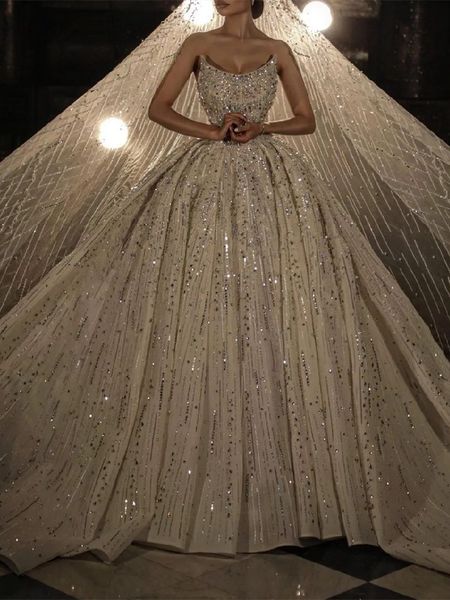 

party dresses luxury wedding sleeveless bateau sequins appliques lace beaded ruffles diamonds bridal gowns tailored vestina de novia 230213, White;black