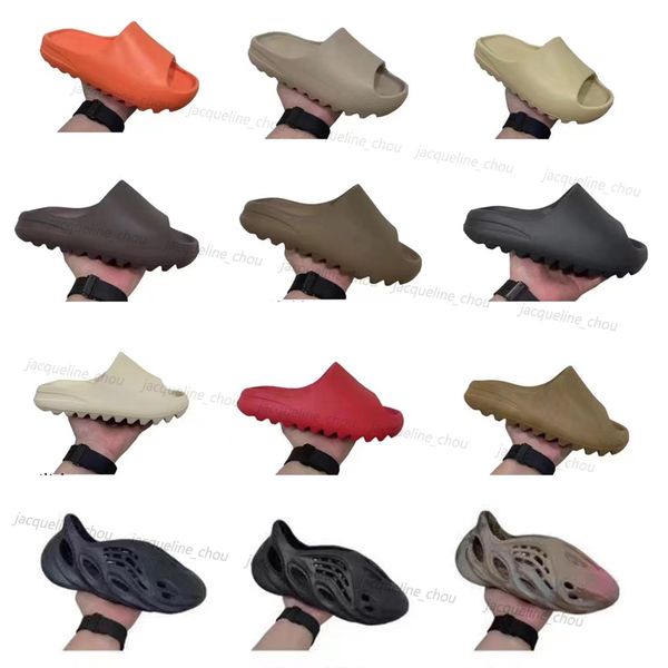 

men slides designer slippers foam rubber slide mineral blue vermilion bone ochre resin runr trainers beach summer sandals, Black