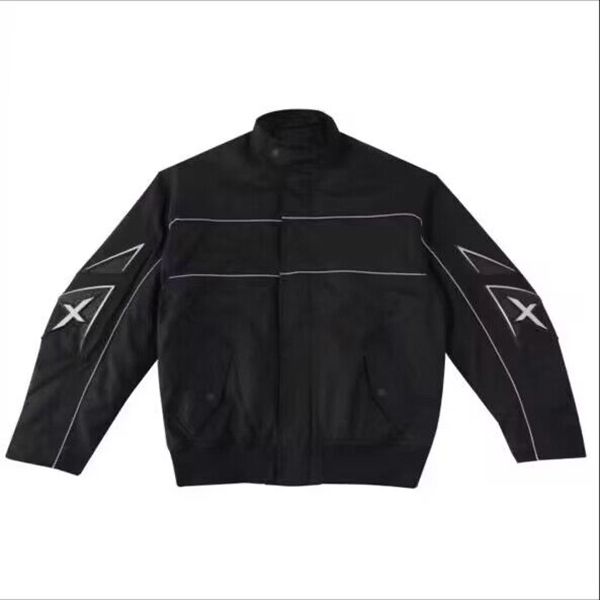 

2023 motor bike vintage reflective striped jacket coat zipper up jacket windbreaker harajuku race thin jacket sports black outwear, Black;brown