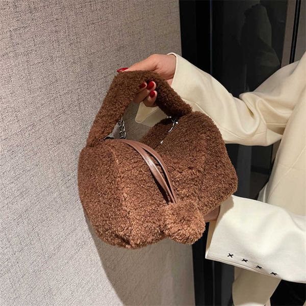 

plush pillow bag women's large capacity female designer handbag winter warm cute soft tote shoulder crossbody s for women