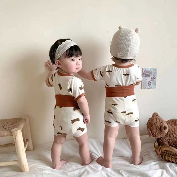 

clothing sets summer new cool thin boys leisure wear outfits printed cartoon cute baby kids short sleeved suit children home clothes twopiec, White
