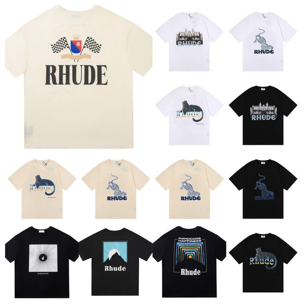 

2023 designer t shirt summer mens t shirt womens rhude shirt for men letter polos embroidery tshirts clothing short sleeved tshirt large te, White;black