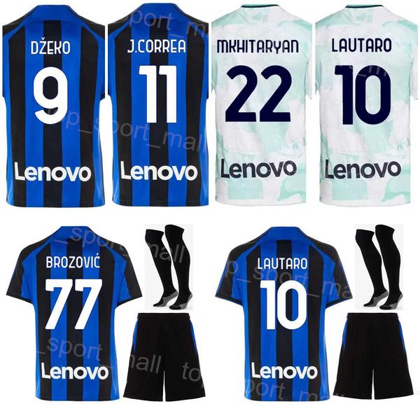 

man youth 2022 2023 club 10 lautaro soccer jersey set 77 brozovic 23 barella 11 correa 9 dzeko 37 skriniar 20 calhanoglu 6 de vrij football, Black