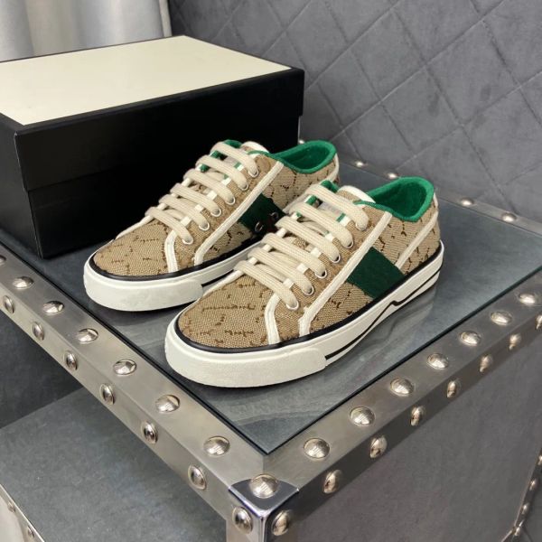 

with box designer sneakers ggity shoes tennis 1977 sneakers men's casual shoes linen luxury designer women's webbing striped rubbe, Black