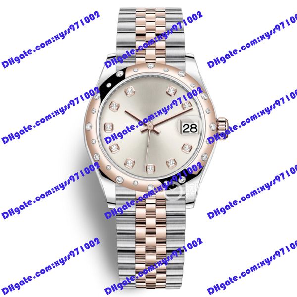 

women's watch 2813 automatic mechanical 278341 31mm white dial diamond watch designer wristwatch 18krose gold stainless steel sapphire, Slivery;brown