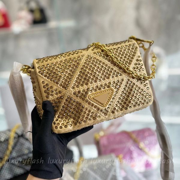 

women shoulder bags handbags totes with crystals designer luxury 2023 new pop gold black white pink diamonds clutch bag satin mini purses pa