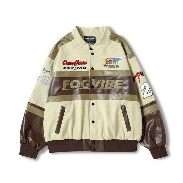 

womens jackets american retro letters embroidered racingclothing jacket y2k male and female hiphop loose biker baseballclothing jacket 23021, Black;brown
