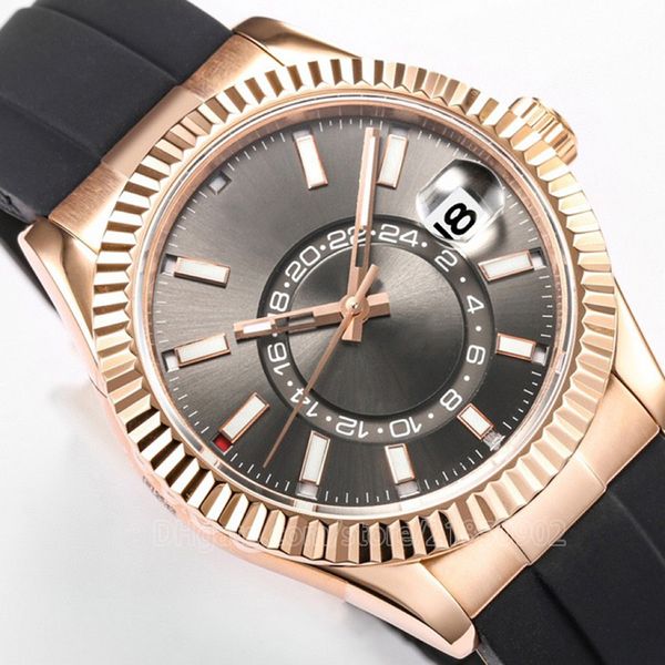 

diving watches withcentre hour second time zone man watch month display via 12 apertures sseconds waterproof 100metre 330 feet automatic mov, Slivery;brown
