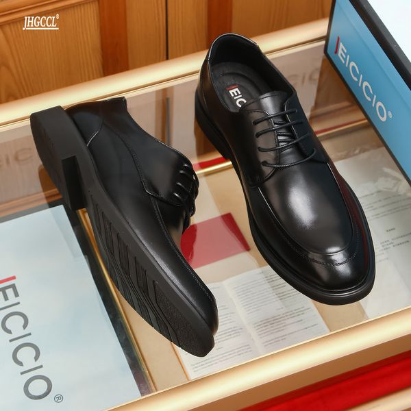 

men's casual leather shoes lace-up luxury handmade brock men's shoes comfortable outdoor dating dress men's shoes a9, Black