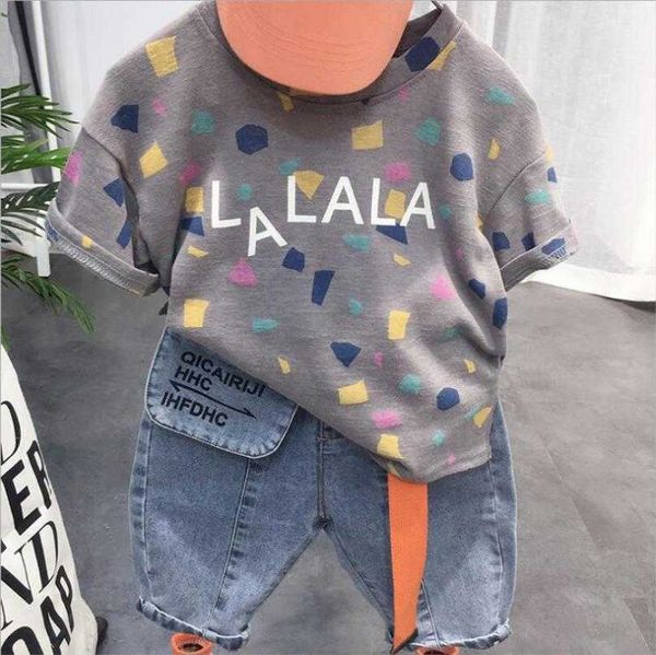 

sets summer children clothing new girls boys letter print fashion baby shortsleeve tshirt pant kids clothes sport set, White