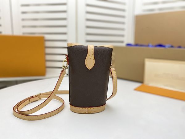 

5a m80874 mini ice-cream cylinder bucket mobile phone vanity bag leather shoulder crossbody bags handbags luxury designer mini bucket bag wo