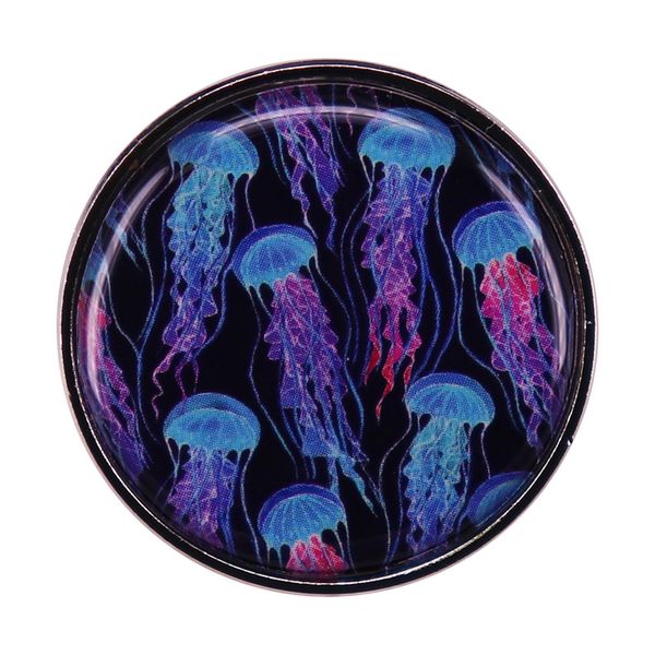 

jellyfish brooch neon art fantasy animal emblem marine life enthusiast accessories cute anime movies games hard enamel pins collect metal ca, Blue