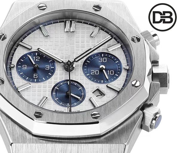 

db factory mens watch women's watches 7750 fully automatic timing movement 41mm 316l fine steel waterproof 100m c1, Slivery;golden