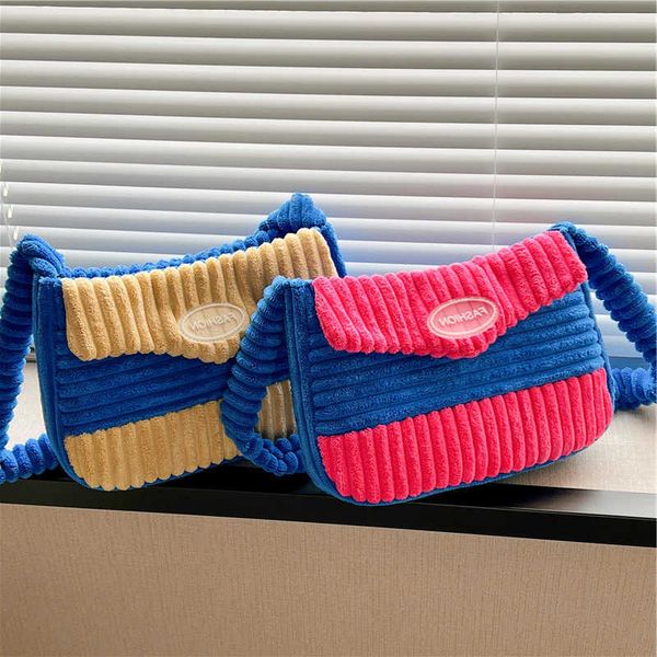 

contrast velour 2022 girl handbag canvas teenager shoulder bags women's messenger ladies bag crossbody purse