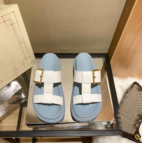 

with box candy color leisure slippers designer leather buckle latch fashion sandals beach shoes flip-flops luxury womens fash bm, Black