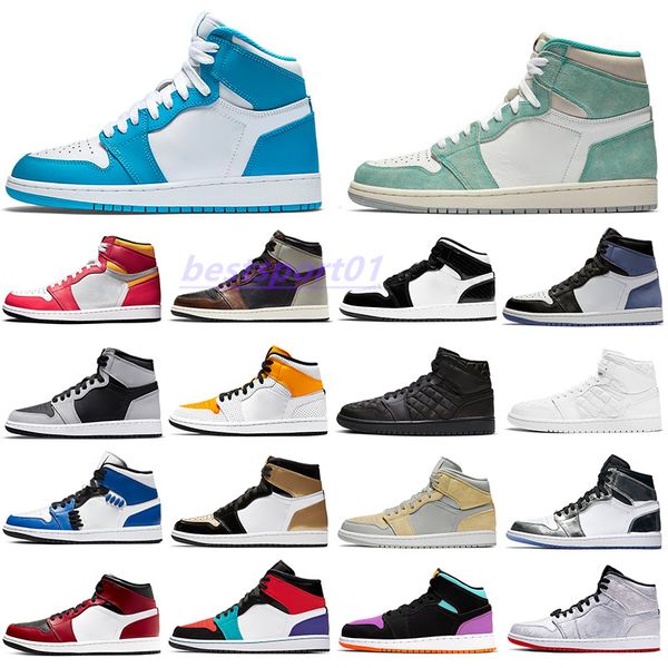 

high royal patent bred 1s 1 basketball shoes university blue bordeaux dark mocha pollen light smoke grey twist black white unc men women sne