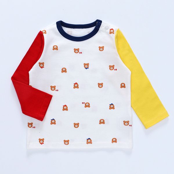

tshirts cartoon pockmark bear full print colorblock longsleeved tshirt with childrens 230213, Blue