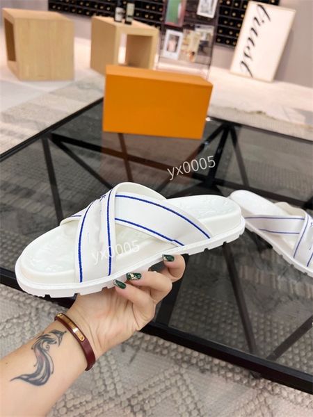 

2023 designer luxury sandal men chain slides summer rubber slides fashion beach shoes flat slippers size38-45 rd220616, Black