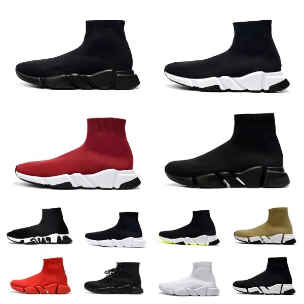 

designer socks speed runner 1 .0 casual shoes fly knit platform mens black white sock shoe master womens sneakers classic speeds trainer