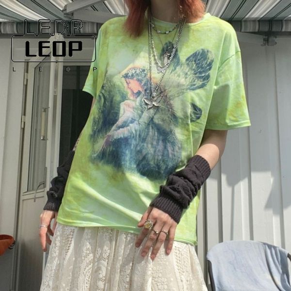 

women s t shirt ledp summer dragonfly fairy print t shirt fashion round neck short sleeved cartoon hip hop 230213, White