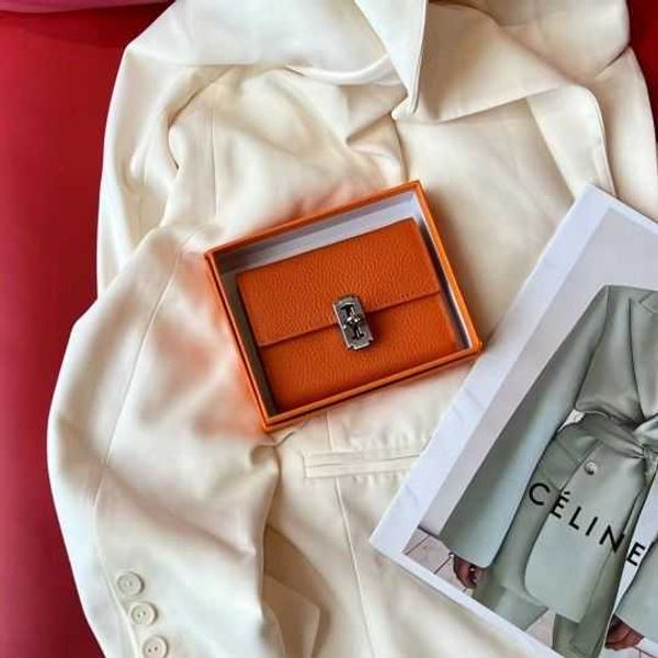 

luxury designer bags change purse card pack handbag wallet women's short 2023 new leather original lock thin simple popular light facto