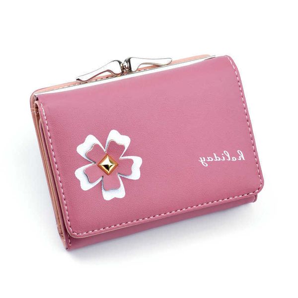 

fashion women wallet leather buckle flower ladies purses mini bag pu coin purse card holder clutch printing