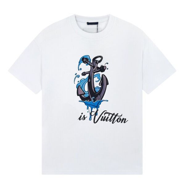 

2023ss early spring new high-grade cotton printed t-shirt round neck stitching pullover short sleeves size m-xxxl color black white n883s, Black;brown