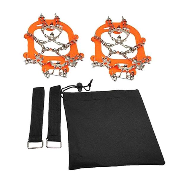 

crampons 1pair 24 spikes ice cleat for shoes boots outdoor sports walking hiking mountaineering stainless steel shoe cover gripper 230213, Black;blue