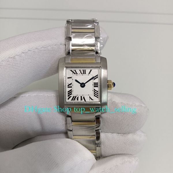

2 color ladies with box watches for lady two tone silver dial 20.5mm w51007 steel 18k yellow gold quartz movement bracelet wristwatches wome, Slivery;golden