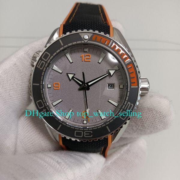 

automatic watch with box for men's date 44mm grey dial 600m rubber strap cal.8900 movement men wristwatches sport mechanical mens watch, Slivery;golden