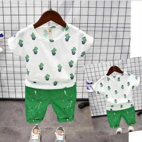 

s baby boy clothing kids twopiece cartoon cotton cute children's sleeve shorts set years old, White