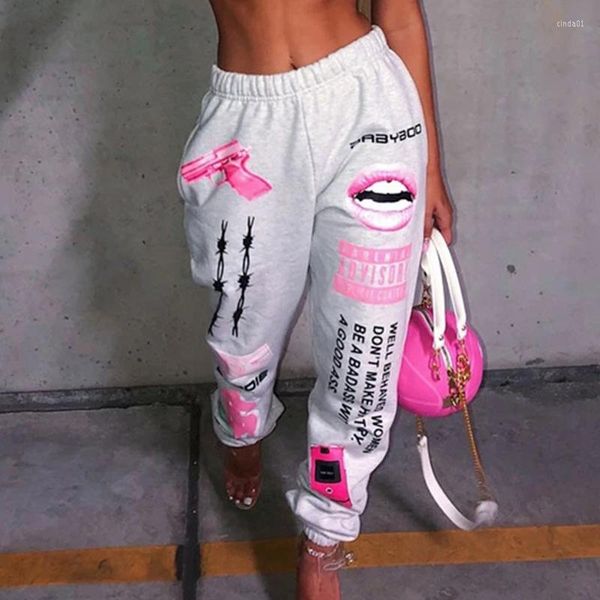 

women's pants summer hip-hop graphic sweatpants 2023 women's jogger trousers harajuku high waist loose casual women, Black;white