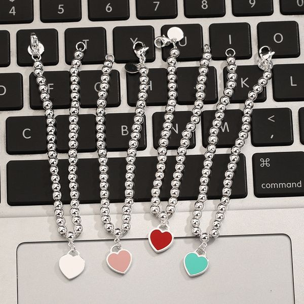 

heart beaded bracelet women couple stainless steel strands chain chain party wedding valentine christmas jewelry gifts for girlfriend access, Black