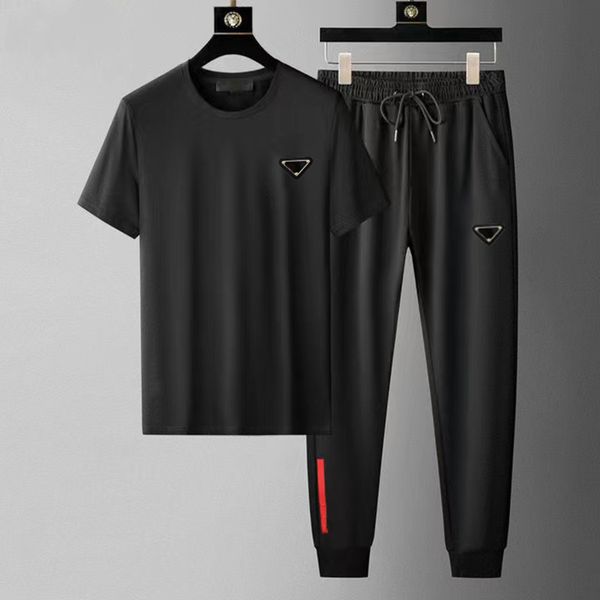 

mens tracksuits t shirt trousers sets sweatshirts womens tees casual breathable summer suits pants outdoor sports suits sportswear quality, Gray