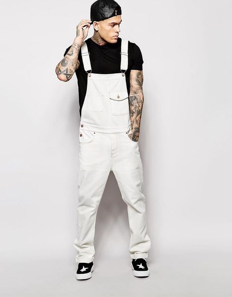 

men's jeans denim white black overalls slim slimming trousers men 230213, Blue