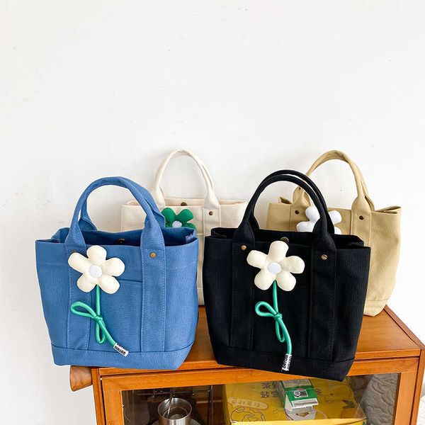 

cute floret decoration cotton canvas small handbags for women handle bag casual totes female eco reusable handbag bolsas