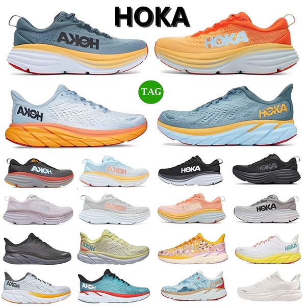 

hoka one running shoes bondi clifton 8 carbon x 2 mens sneakers triple black white amber yellow summer song nimbus cloud men women designer