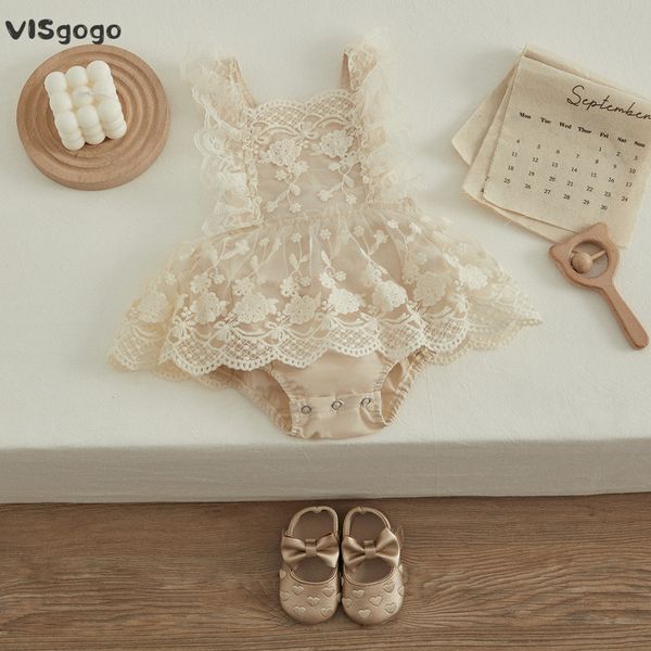 

jumpsuits visgogo baby girls princess romper plain floral lace embroidery skirt layered adjustable straps snap trianglebottom jumpsuit 23021, Blue
