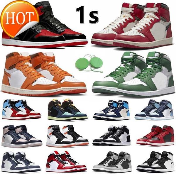 

jumpman 1 1s mens basketball shoes men women sports sneakers lost found gorge green starfish bred patent dark mocha grey fog denim marina