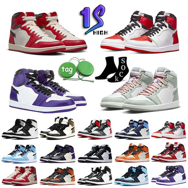 

jumpman 1 2023 basketball shoes 1s og high pine green black court purple royal bred toe unc obsidian smoke grey game sneakers trainers eur{c