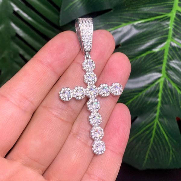 

new hip hop cross pendant necklace gold silver plated iced out bling cubic zirconia paved charm women men jewelry
