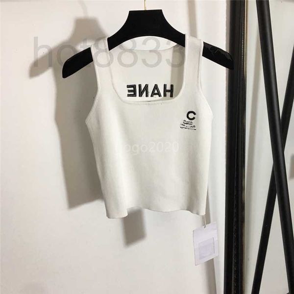

women's tanks & camis women summer knit tee designer with letter embroidery female casual milan runway cotton tank crop t-shirt clothi, White