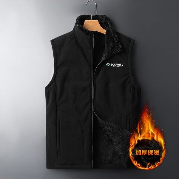 

men's vests discovery channel men' sleeveless jackets winter fashion male cottonpadded fleece men thick warm waistcoats 230213, Black;white