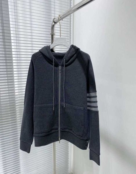 

men's hoody tomh brown hoodie designer waffle all-around loose four-bar women's casual zipper round neck sweater pants sweatshirt, Black