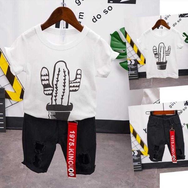 

sets kids clothes years summer children short sleeve tshirt shorts set outfits cotton baby boys clothing casual suit, White
