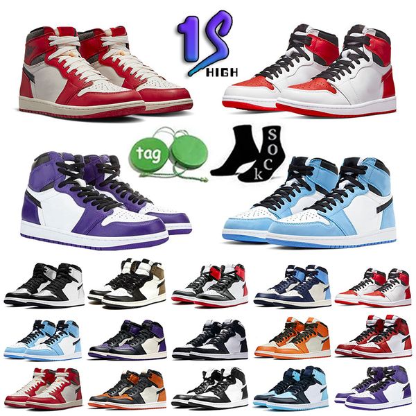 

mens 1 2023 basketball shoes designer jumpman 1s chicago lost and found university blue light smoke grey brotherhood hyper royal pollen men