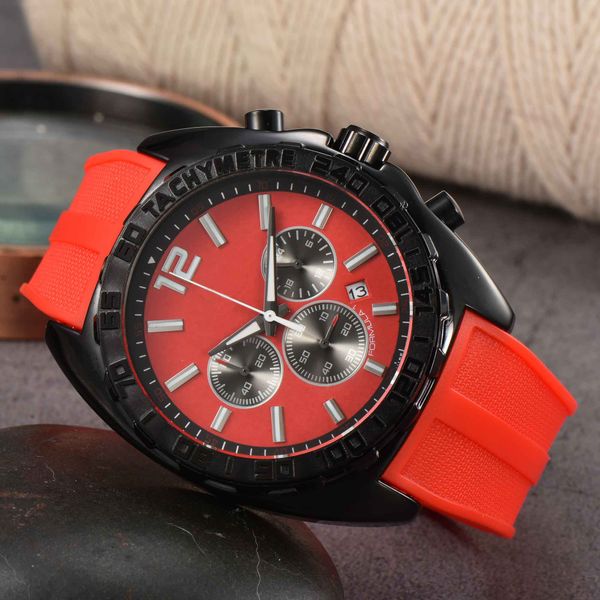 

men's luxury quartz watch r fashion casual six hands running seconds multifunctional calendar waterproof strap watches, Slivery;brown